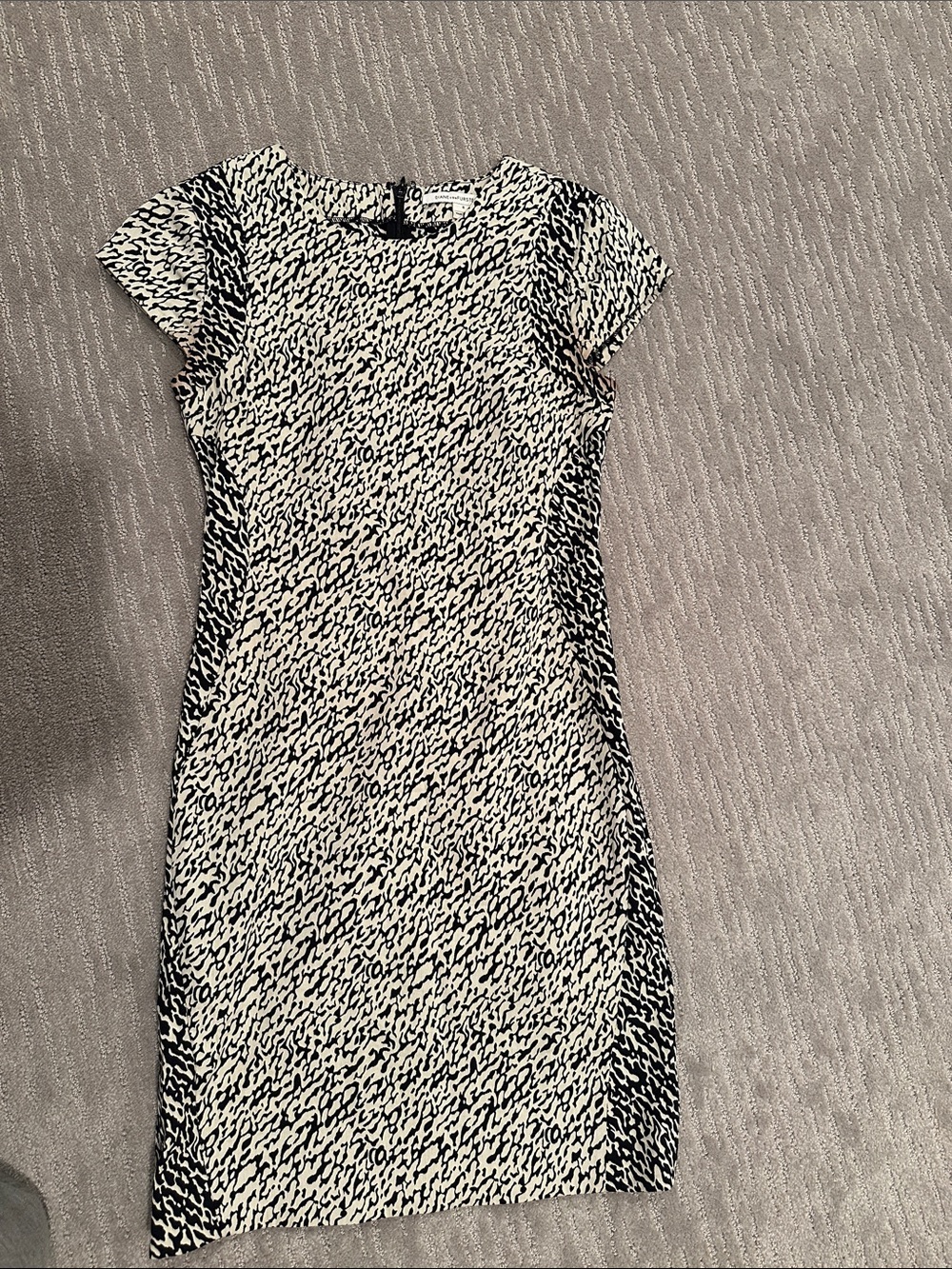 Diane Von Furstenberg Black and White Printed Midi Dress